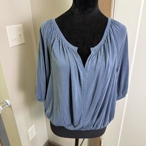Lucky Brand‎ Modal Blend Dusty Blue Popover 1/2 Balloon Sleeve Lightweight Shirt
